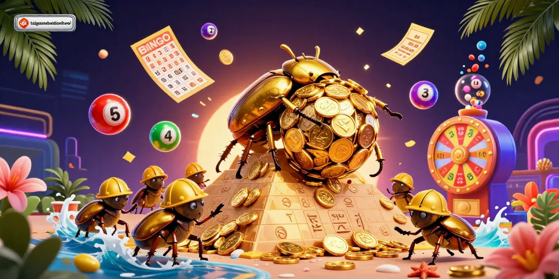 Engage with the dynamic taigamebaidienthoai lottery scene featuring vibrant elements and a golden beetle ushering luck.