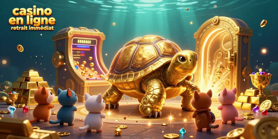 Profitez d'une scène dynamique illustrant un casino en ligne retrait immédiat avec des jeux et des récompenses scintillantes.