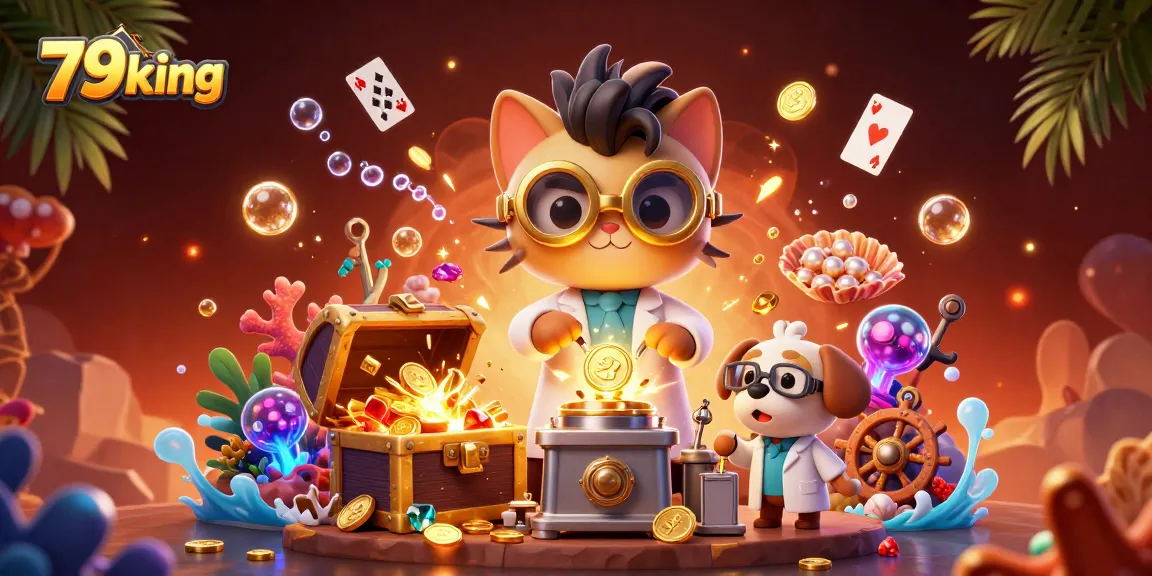Experience exciting gaming with 79king's dynamic scene showcasing vibrant characters amidst gold treasures.